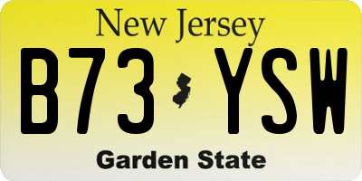 NJ license plate B73YSW