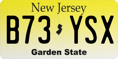 NJ license plate B73YSX