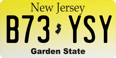NJ license plate B73YSY