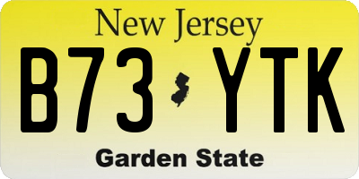 NJ license plate B73YTK