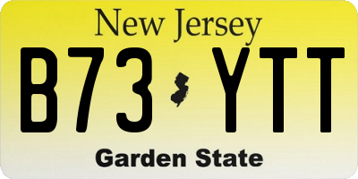 NJ license plate B73YTT