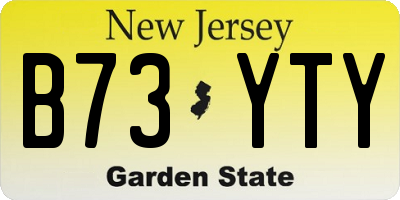 NJ license plate B73YTY