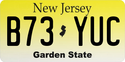 NJ license plate B73YUC