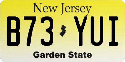 NJ license plate B73YUI