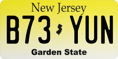 NJ license plate B73YUN