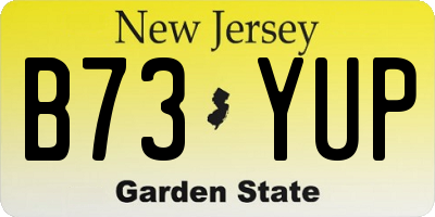 NJ license plate B73YUP