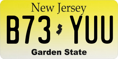 NJ license plate B73YUU