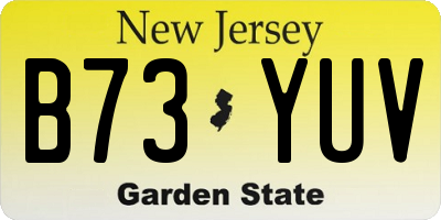 NJ license plate B73YUV