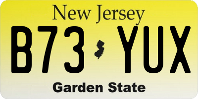 NJ license plate B73YUX
