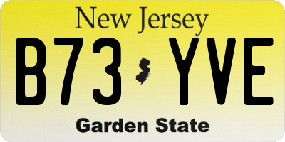 NJ license plate B73YVE