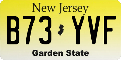 NJ license plate B73YVF