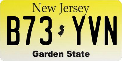 NJ license plate B73YVN