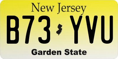 NJ license plate B73YVU