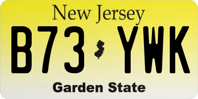 NJ license plate B73YWK