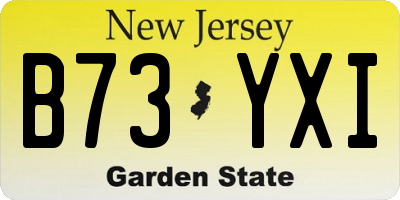 NJ license plate B73YXI