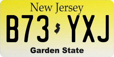 NJ license plate B73YXJ