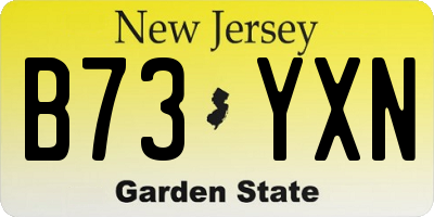 NJ license plate B73YXN