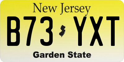 NJ license plate B73YXT