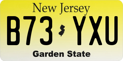 NJ license plate B73YXU