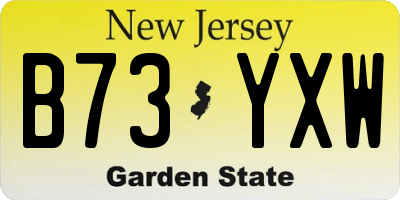 NJ license plate B73YXW