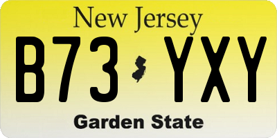 NJ license plate B73YXY