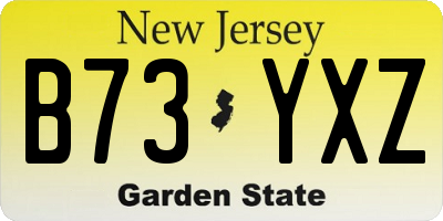 NJ license plate B73YXZ