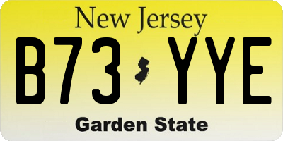 NJ license plate B73YYE