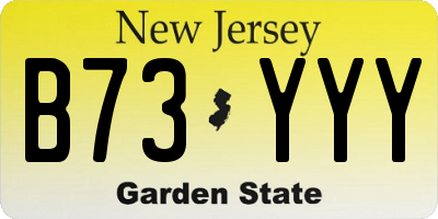 NJ license plate B73YYY