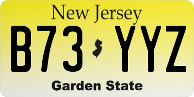 NJ license plate B73YYZ