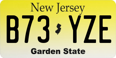 NJ license plate B73YZE