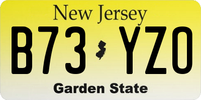 NJ license plate B73YZO