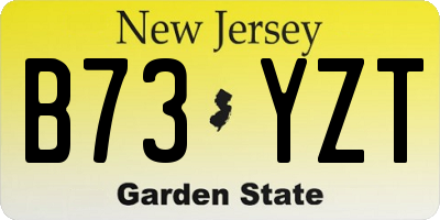 NJ license plate B73YZT