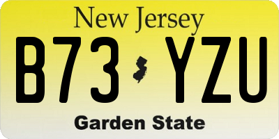 NJ license plate B73YZU