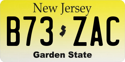 NJ license plate B73ZAC