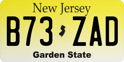 NJ license plate B73ZAD