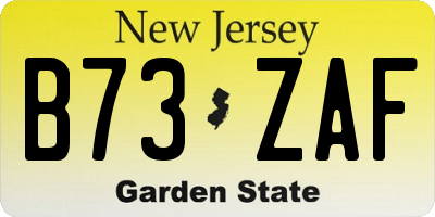 NJ license plate B73ZAF