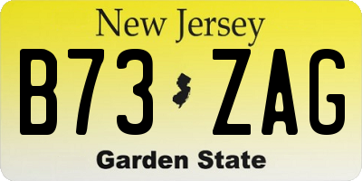 NJ license plate B73ZAG