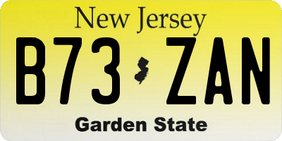 NJ license plate B73ZAN