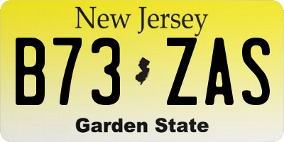 NJ license plate B73ZAS