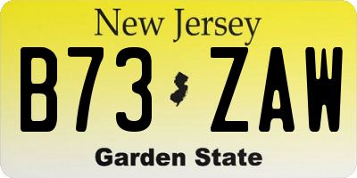 NJ license plate B73ZAW