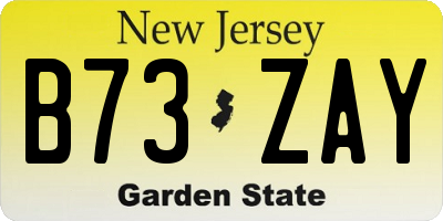 NJ license plate B73ZAY