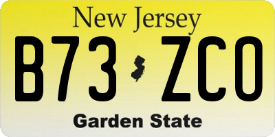 NJ license plate B73ZCO