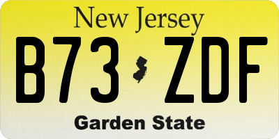 NJ license plate B73ZDF