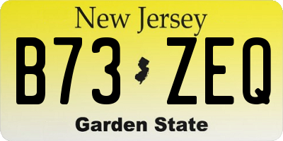 NJ license plate B73ZEQ
