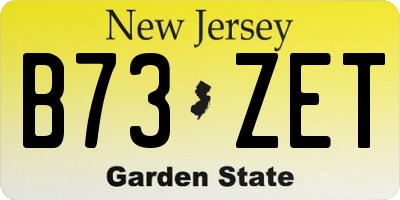 NJ license plate B73ZET