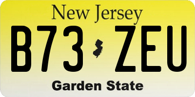 NJ license plate B73ZEU