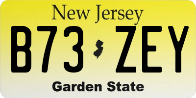 NJ license plate B73ZEY