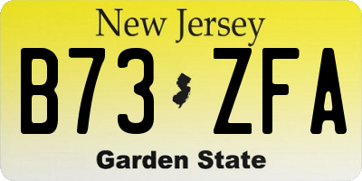 NJ license plate B73ZFA
