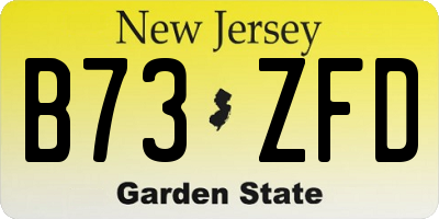 NJ license plate B73ZFD
