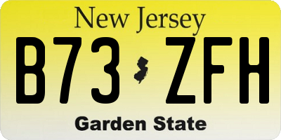 NJ license plate B73ZFH